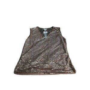 NWT Worthington Size X-Large Sleeveless Blouse Pewter Silver Sequin Shiny Soft